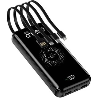 Carregador Portátil Sem Fio Por Indução PowerBank 10000mAh Com Cabos Inclusos Embutidos Rápido Turbo - 2