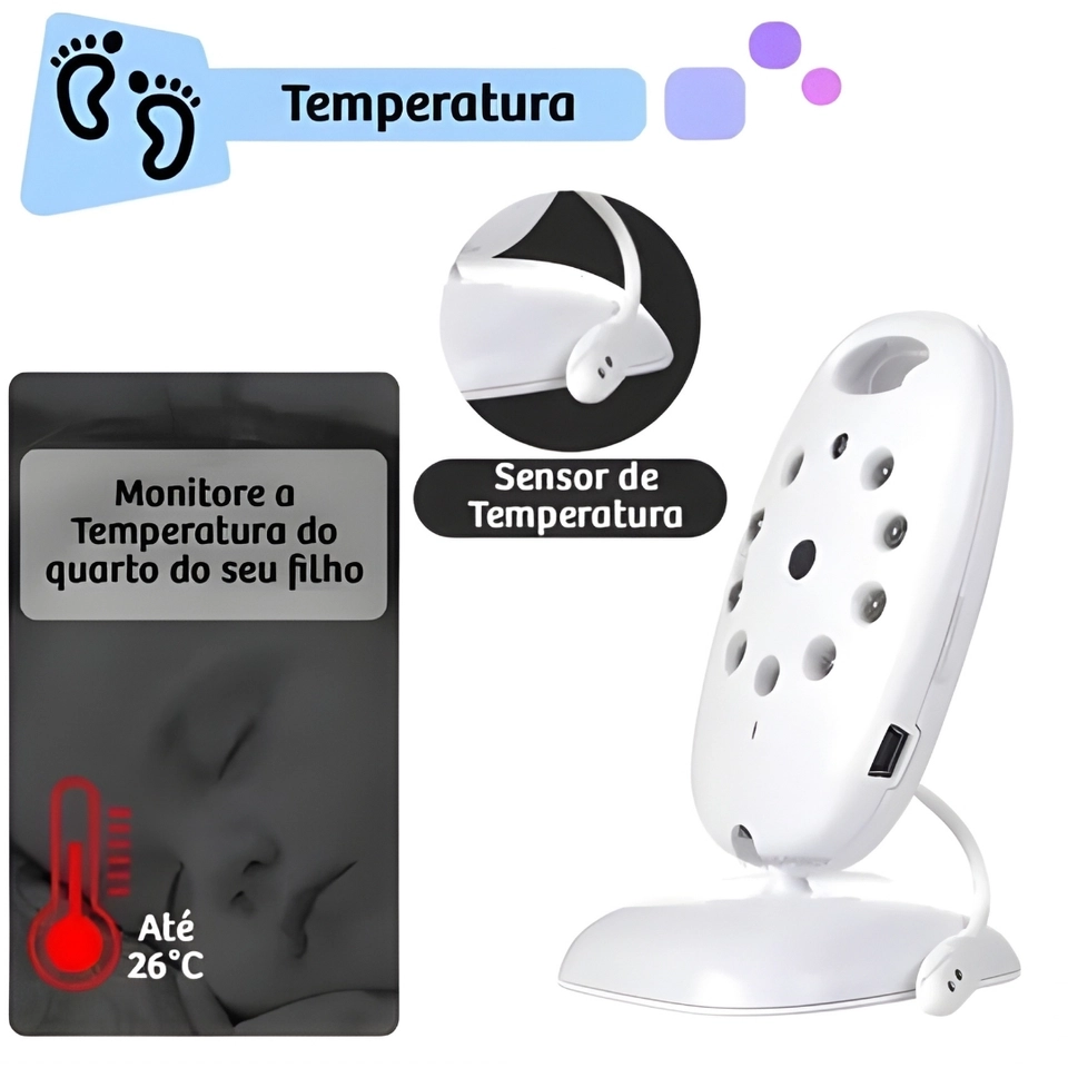 Baba Eletronica Monitor Recarregavel Com Musica De Ninar - Baby Monitor - 4