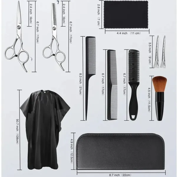 Kit 11 Peças Barbeiro De Barbear Inoxidável Tesoura De Aço - imagem 3