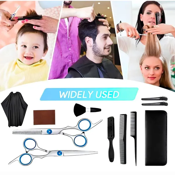 Kit 11 Peças Barbeiro De Barbear Inoxidável Tesoura De Aço - imagem 4
