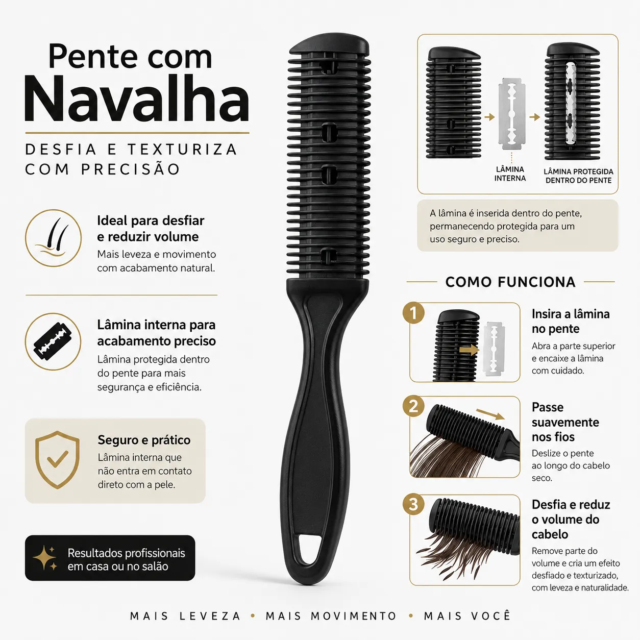Kit 11 Peças Barbeiro De Barbear Inoxidável Tesoura De Aço - 6