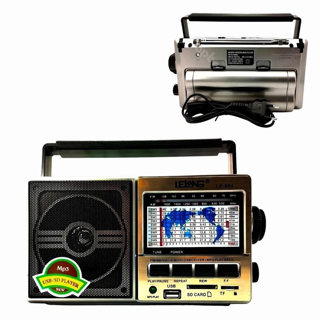 Rádio Retrô Portátil Am/fm/usb/sd Fone Ouvido Le-604 Lelong - 6