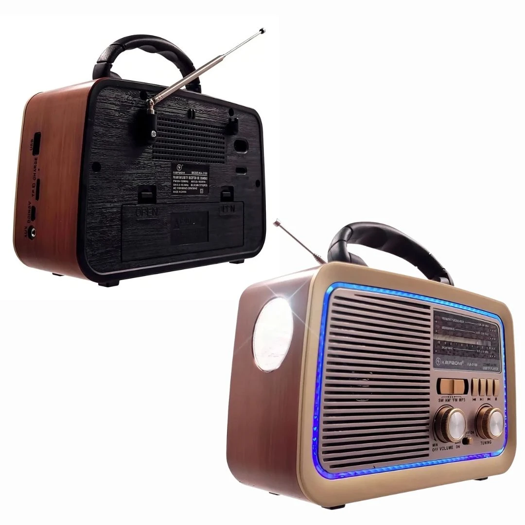 Rádio Retro FM AM Bluetooth USB Bateria Interna Kapbom - 5
