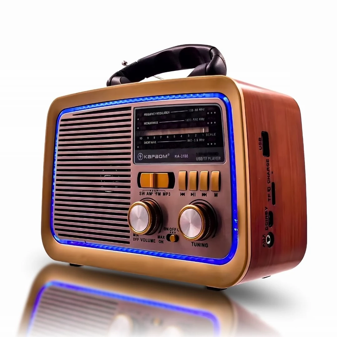 Rádio Retro FM AM Bluetooth USB Bateria Interna Kapbom - 6