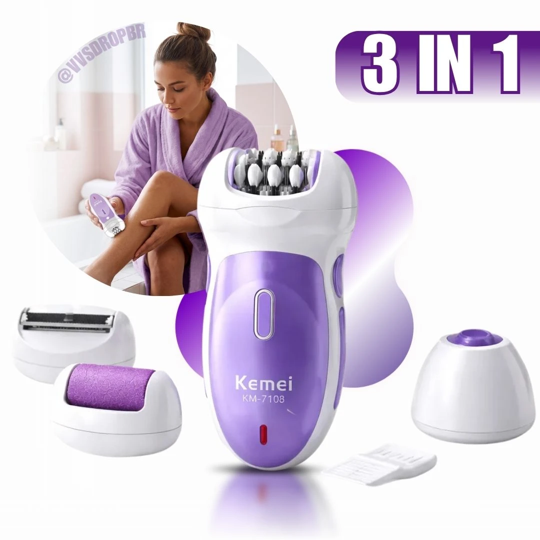 Depilador Elétrico Feminino Kemei 3 Em 1 Bateria - 1