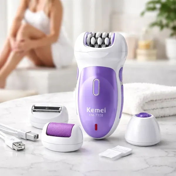 Depilador Elétrico Feminino Kemei 3 Em 1 Bateria - imagem 2