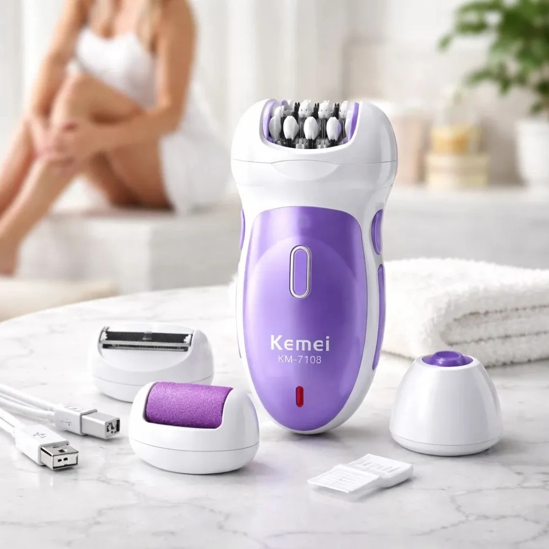 Depilador Elétrico Feminino Kemei 3 Em 1 Bateria - 2