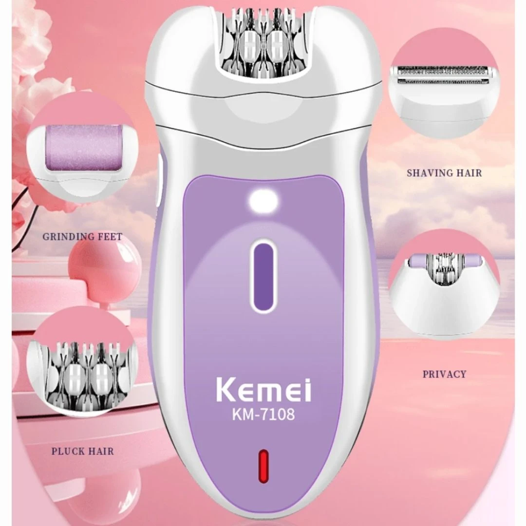 Depilador Elétrico Feminino Kemei 3 Em 1 Bateria - 8