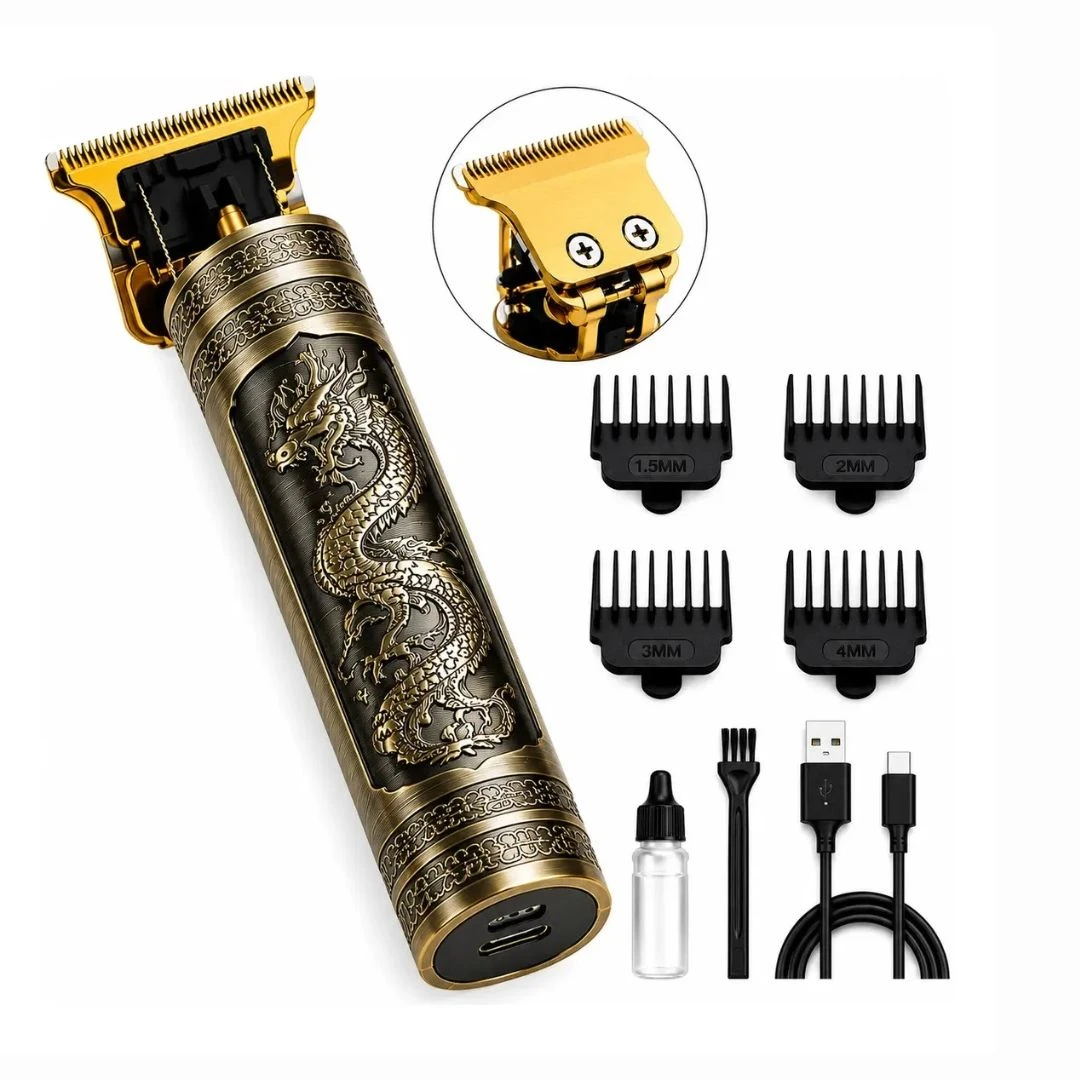 Kit Profissional Barbearia: Máquina Acabamento Dragão + Barbeador Shaver Kemei 2024 Bivolt - 6