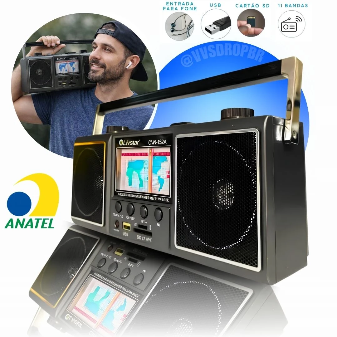 Rádio Analógico AM/FM/MP3 Livstar CNN-752 Portátil com USB e SD - 1