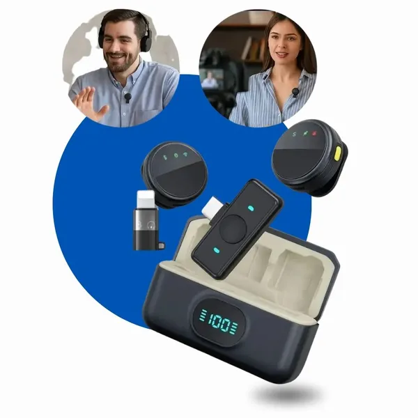 Microfone De Lapela Sem Fio Profissional Magnético Cancelamento De Ruído Para iPhone Android Type C - imagem 3