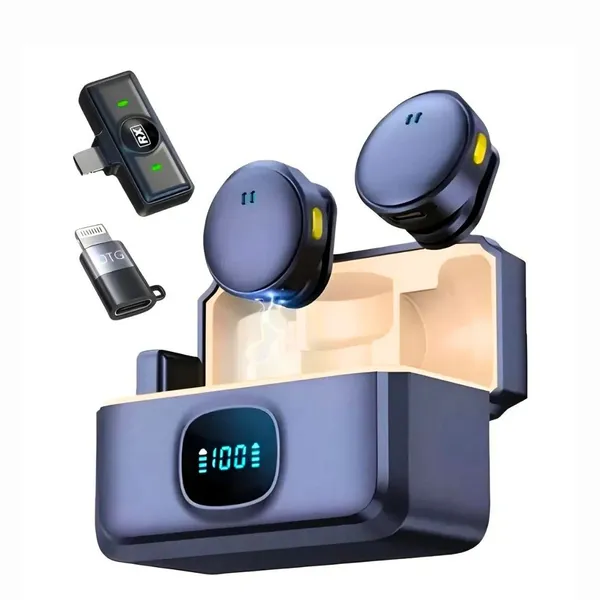 Microfone De Lapela Sem Fio Profissional Magnético Cancelamento De Ruído Para iPhone Android Type C - imagem 2