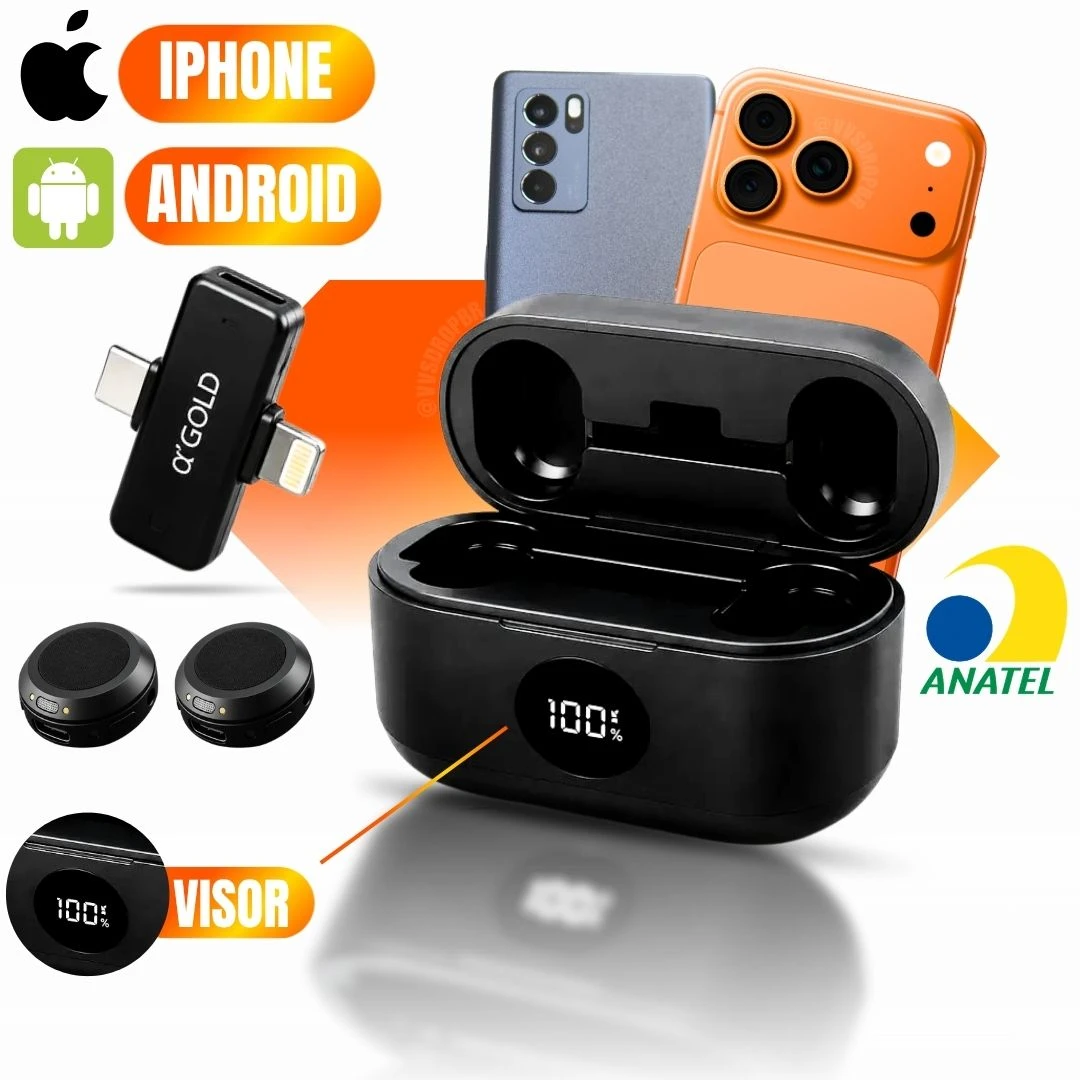 Microfone Lapela A'gold Mcf-38a Sem Fio Duplo iPhone Android - 1