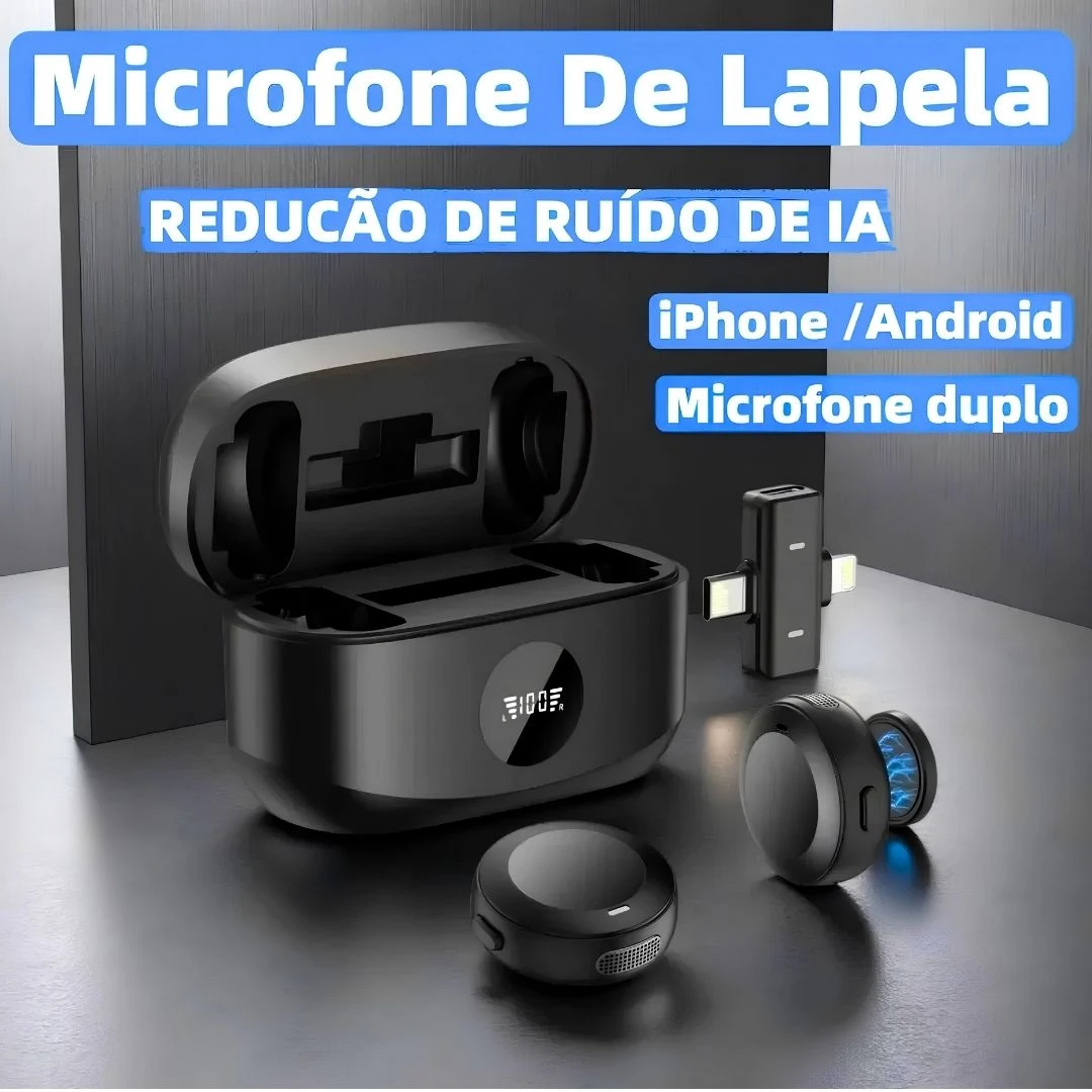Microfone Lapela A'gold Mcf-38a Sem Fio Duplo iPhone Android - 4