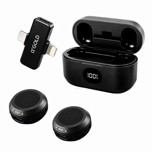 Microfone Lapela A'gold Mcf-38a Sem Fio Duplo iPhone Android - imagem 3