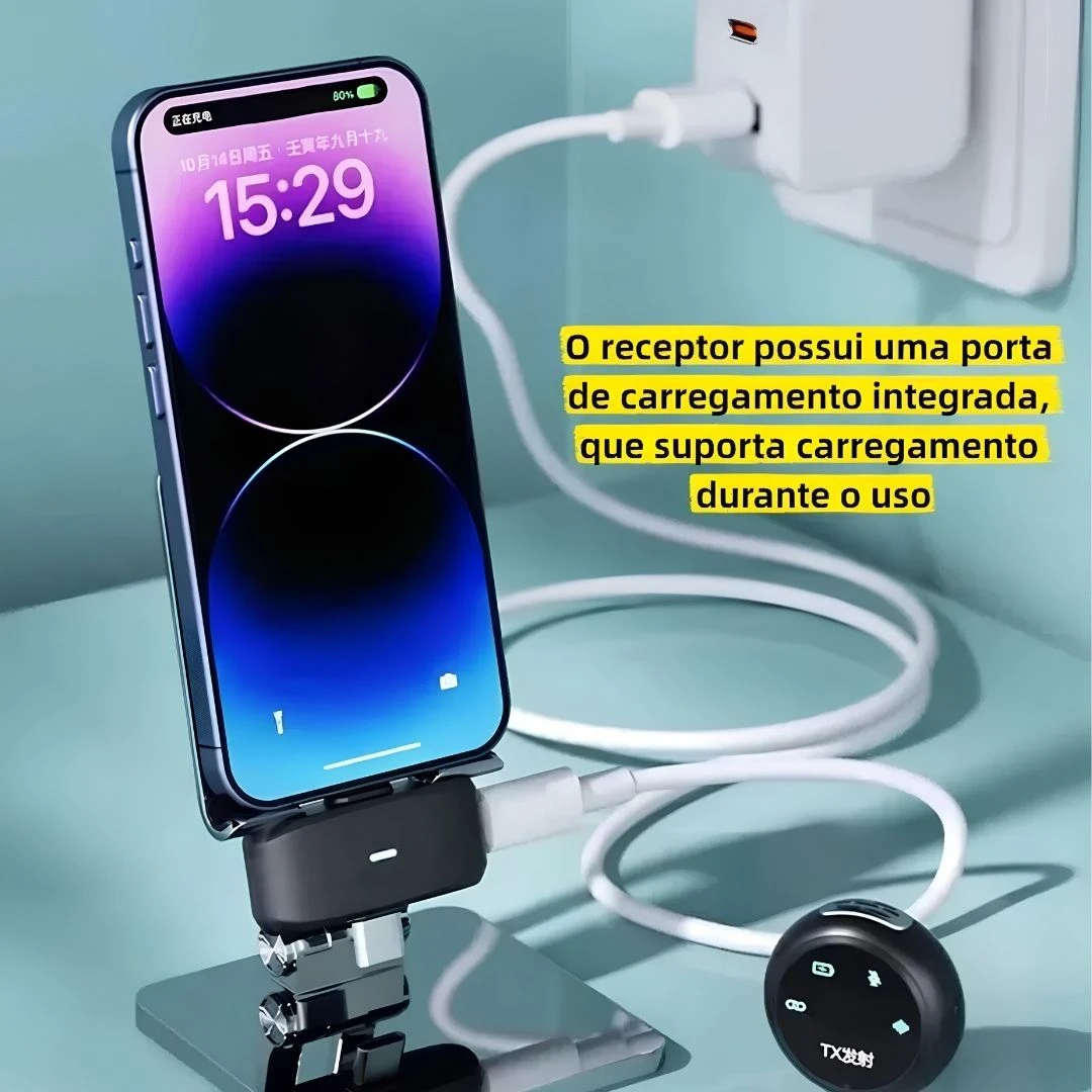 Microfone Lapela A'gold Mcf-38a Sem Fio Duplo iPhone Android - 8
