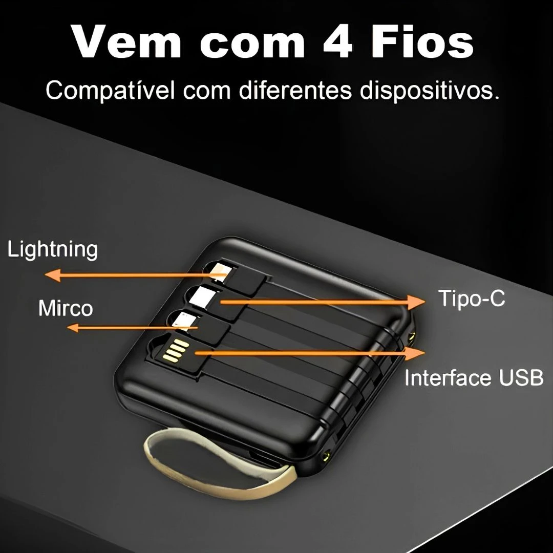 H'maston YD67 Carregador Power Bank Portátil 4 Cabos 10000mAh com indicador LED inteligente - 3
