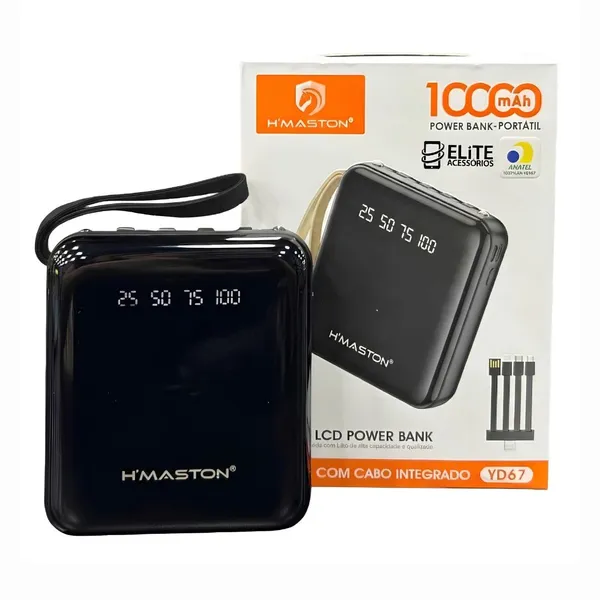 H'maston YD67 Carregador Power Bank Portátil 4 Cabos 10000mAh com indicador LED inteligente - imagem 2