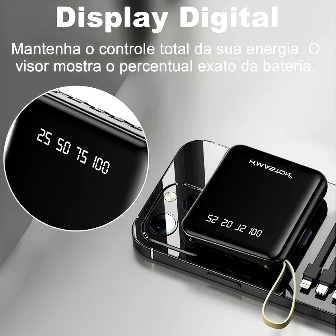 H'maston YD67 Carregador Power Bank Portátil 4 Cabos 10000mAh com indicador LED inteligente - 6