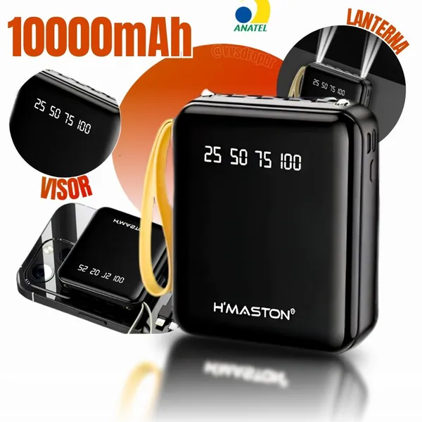 H'maston YD67 Carregador Power Bank Portátil 4 Cabos 10000mAh com indicador LED inteligente - imagem 1