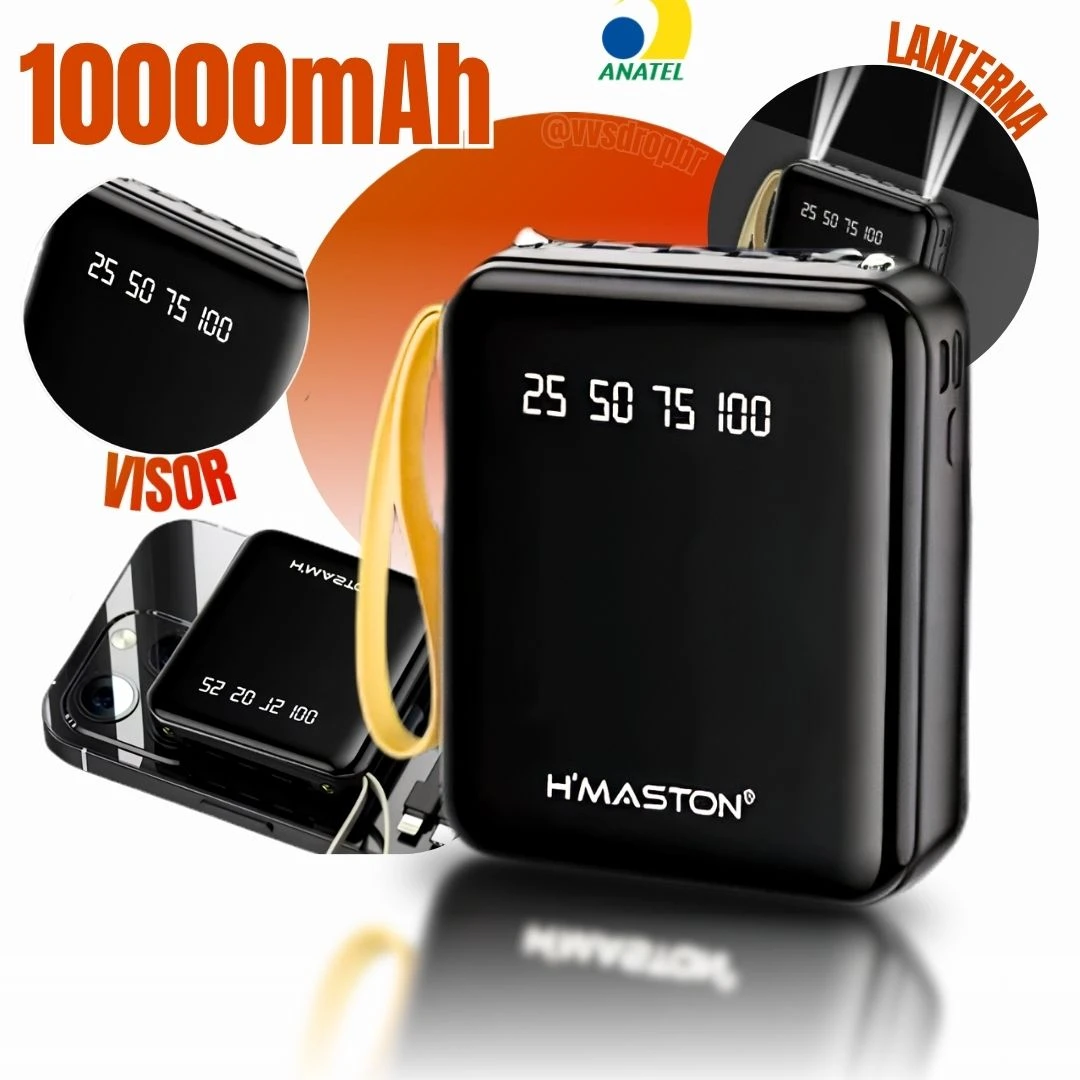 H'maston YD67 Carregador Power Bank Portátil 4 Cabos 10000mAh com indicador LED inteligente - 1