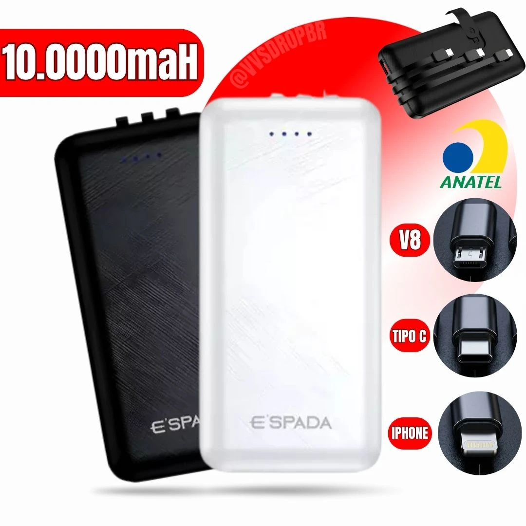 Carregador Portátil Power Bank 10000mah E'spada Bte-28e - 1