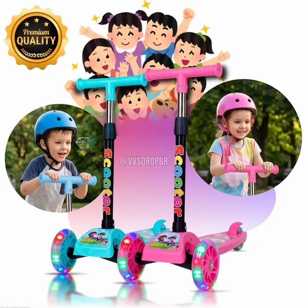 Patinete infantil 3 rodas com led ajustável scooter dobrável menino menina - imagem 1