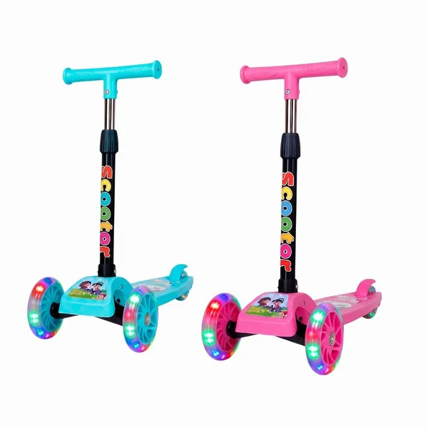 Patinete infantil 3 rodas com led ajustável scooter dobrável menino menina - imagem 3
