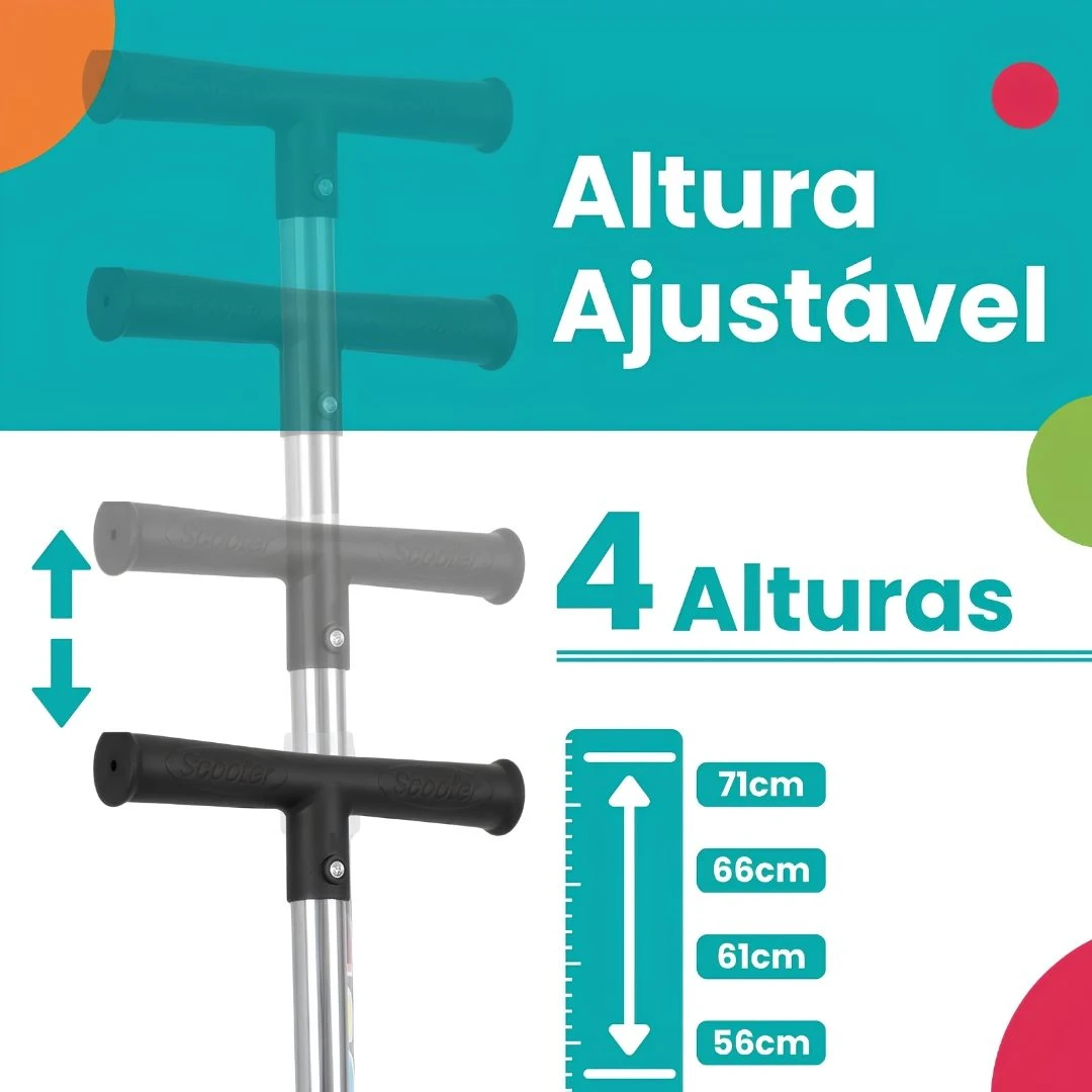 Patinete infantil 3 rodas com led ajustável scooter dobrável menino menina - 8