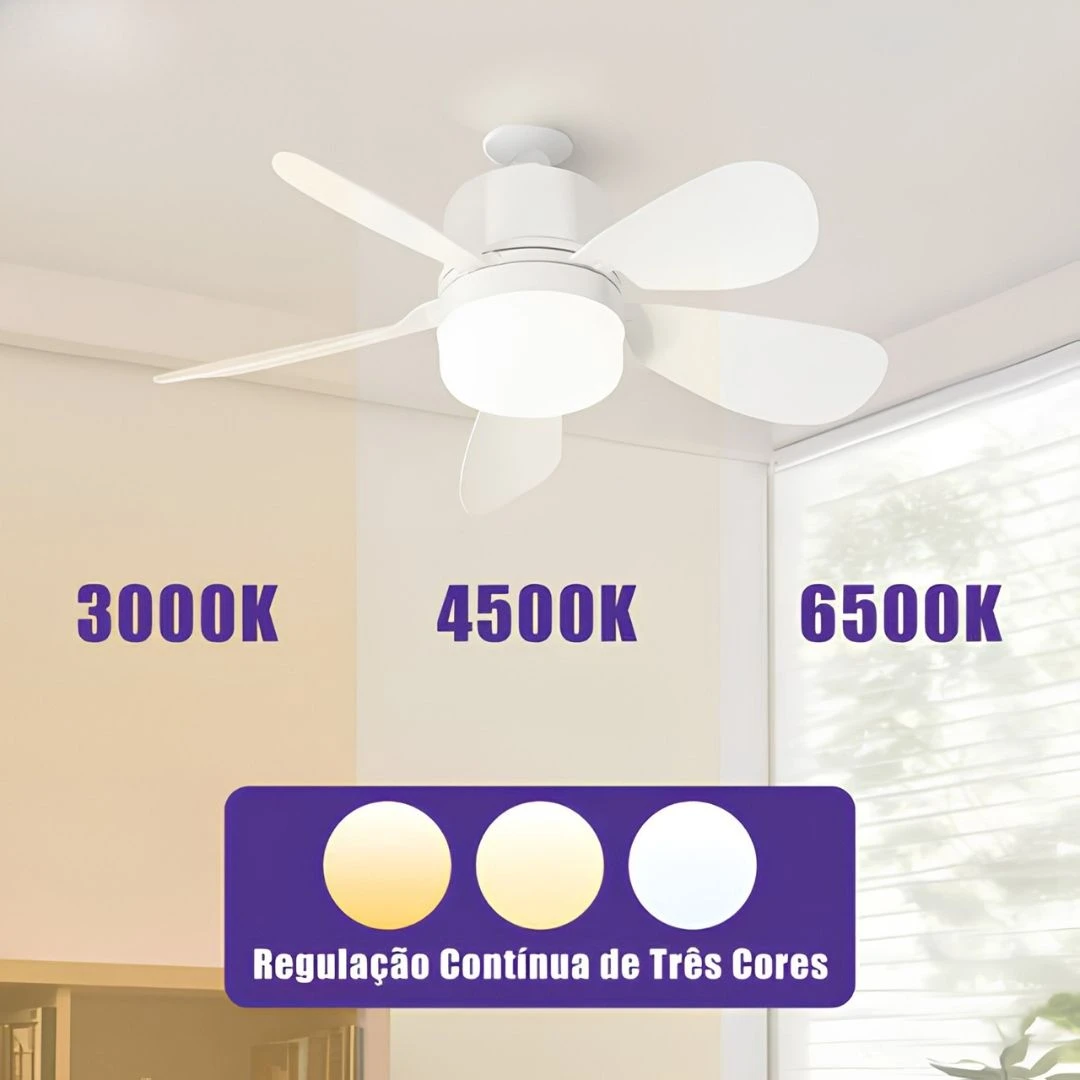 Ventilador Teto Com Luz 60W Integrada Silencioso Branco 6 Pás Com Controle Remoto E27 - 7
