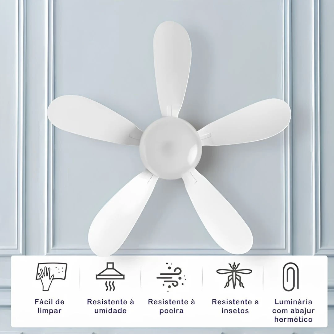 Ventilador Teto Com Luz 60W Integrada Silencioso Branco 6 Pás Com Controle Remoto E27 - 8