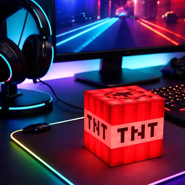 Luminária TNT Minecraft LED Noturna Toque com Som Recarregável USB Tipo C Decoração Quarto OIH-4761 - imagem 2