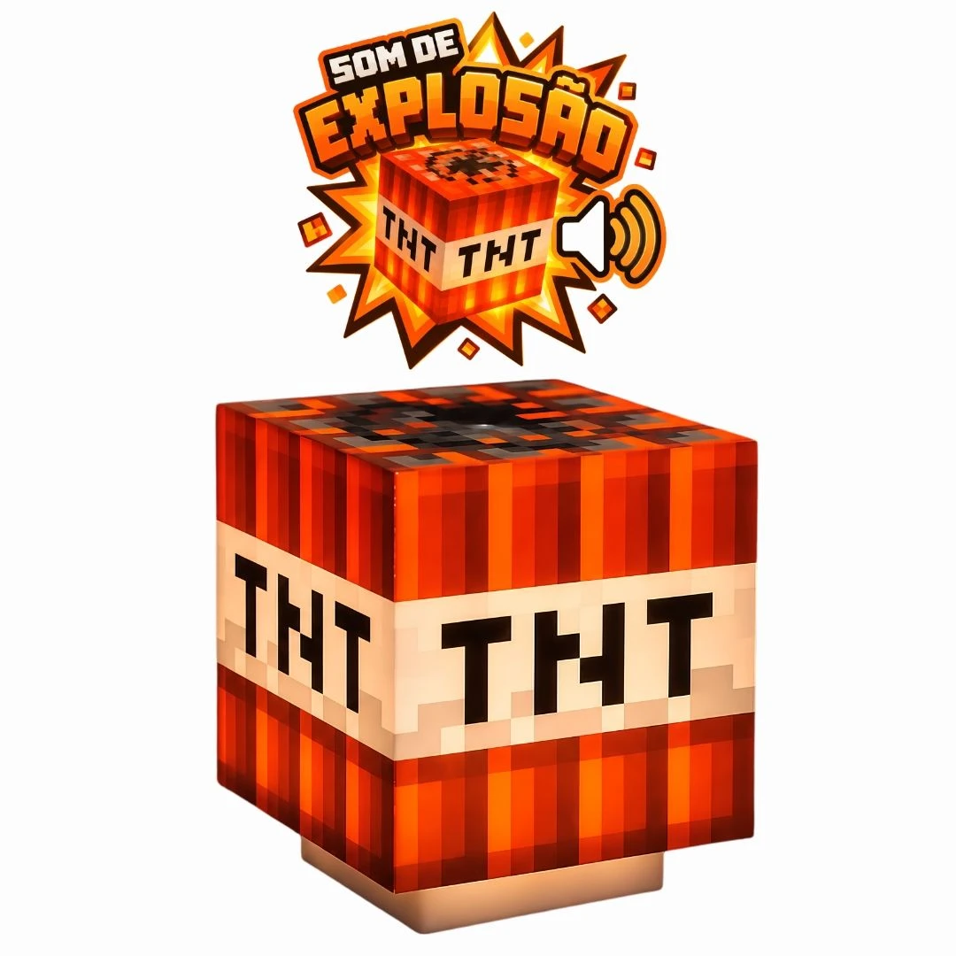 Luminária TNT Minecraft LED Noturna Toque com Som Recarregável USB Tipo C Decoração Quarto OIH-4761 - 8