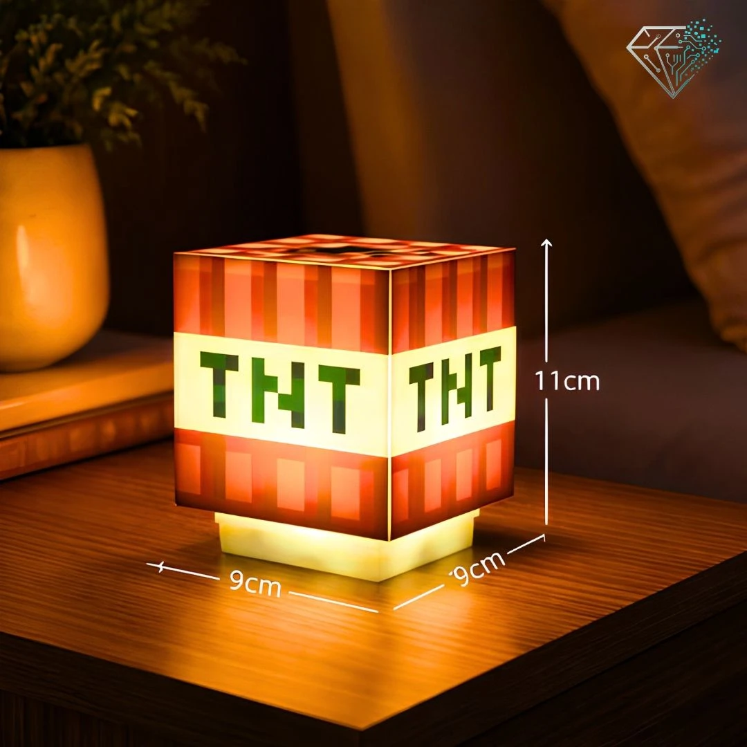 Luminária TNT Minecraft LED Noturna Toque com Som Recarregável USB Tipo C Decoração Quarto OIH-4761 - 7