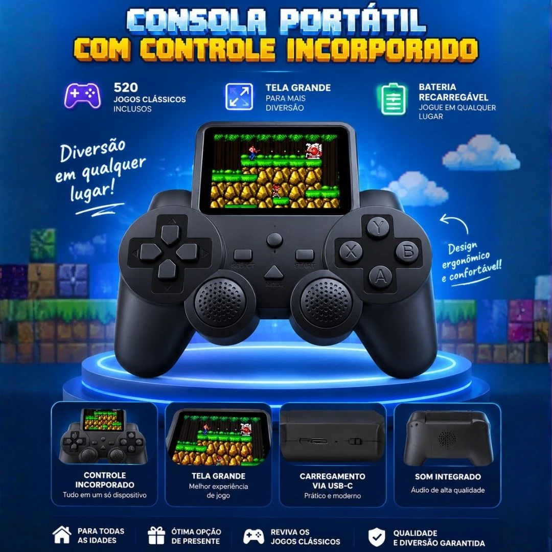 Gamepad Portátil 520 Jogos Controle Video Game Retro - 4