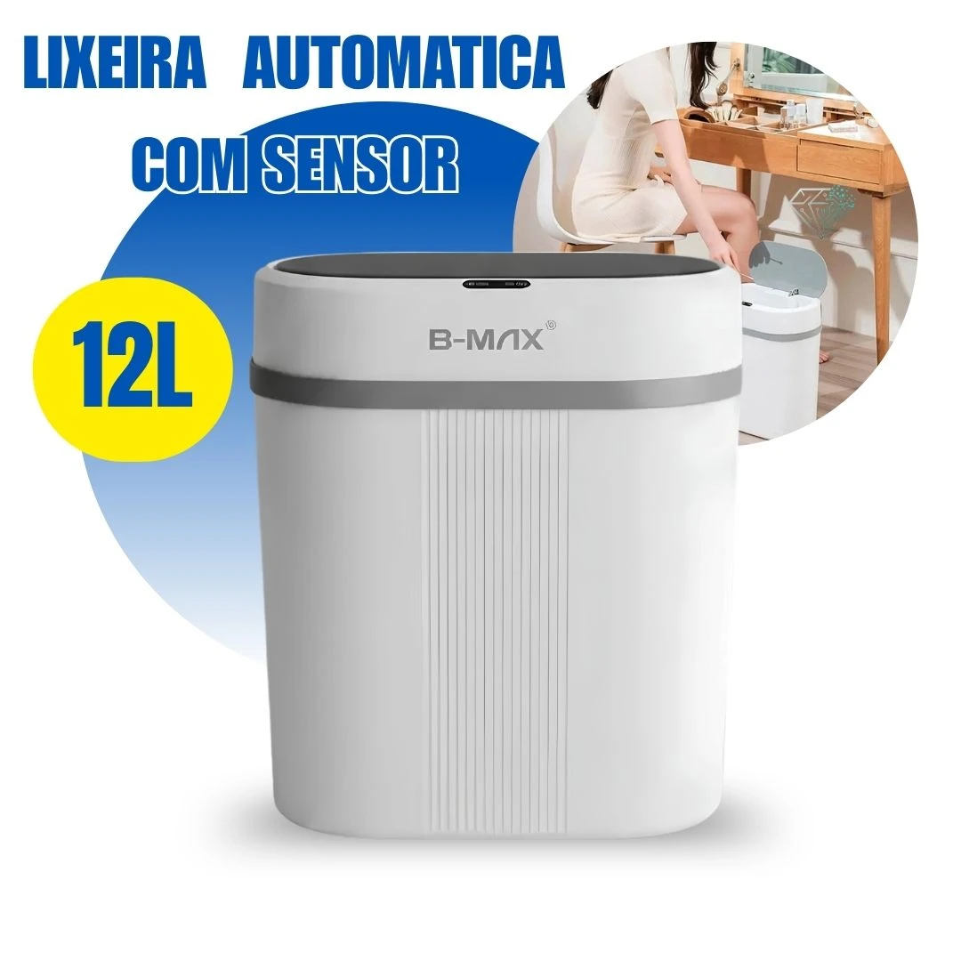 Lixeira Automática Com Sensor Inteligente 12 Litros Branco - 1