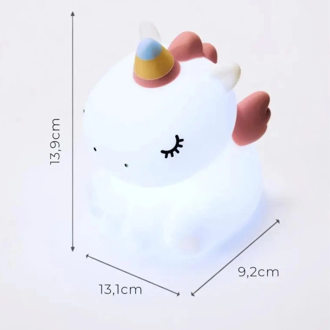 Luminária de Unicórnio Silicone Mesa Lâmpada Noturna Abajur Fofo Sensor Toque Touch Led  - 3