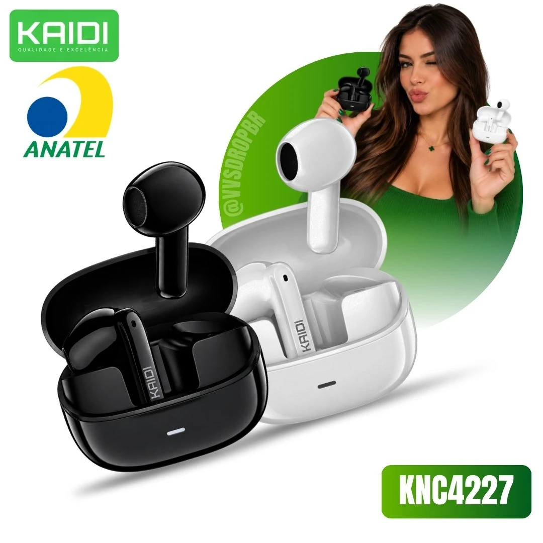 Fone De Ouvido Sem Fio Kaidi KNC4227 Bluetooth 5.0 Tws Preto HiFi - 1