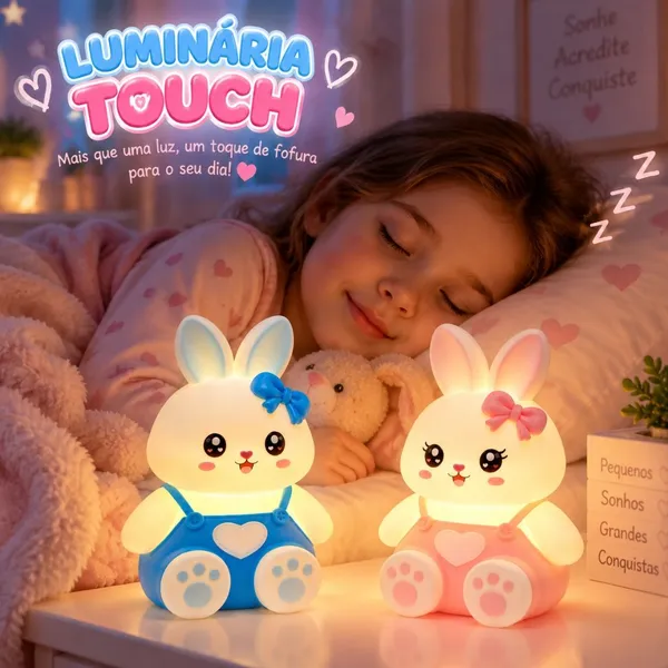 Luminaria Noturna Abajur Infantil Coelho Led Recarregável - imagem 2