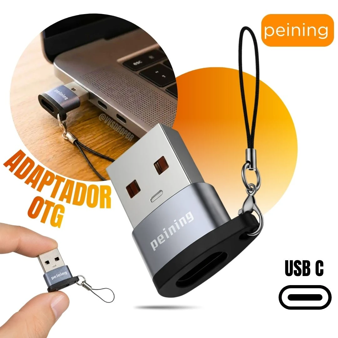 Adaptador Usb-A Para Usb-C peining Macho Fêmea Conversor Dados E Carga Rápida  - 1