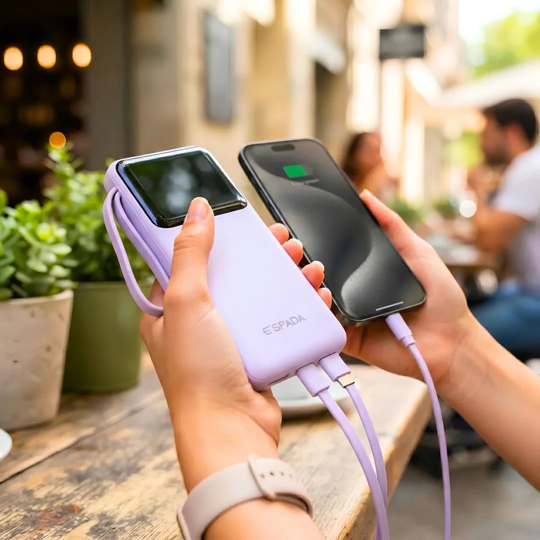 Carregador Portátil Powerbank Com Visor 10000mAh 4 cables de carga rápida PD para Android e iOS e Lanterna Espada BTE-90E - 6