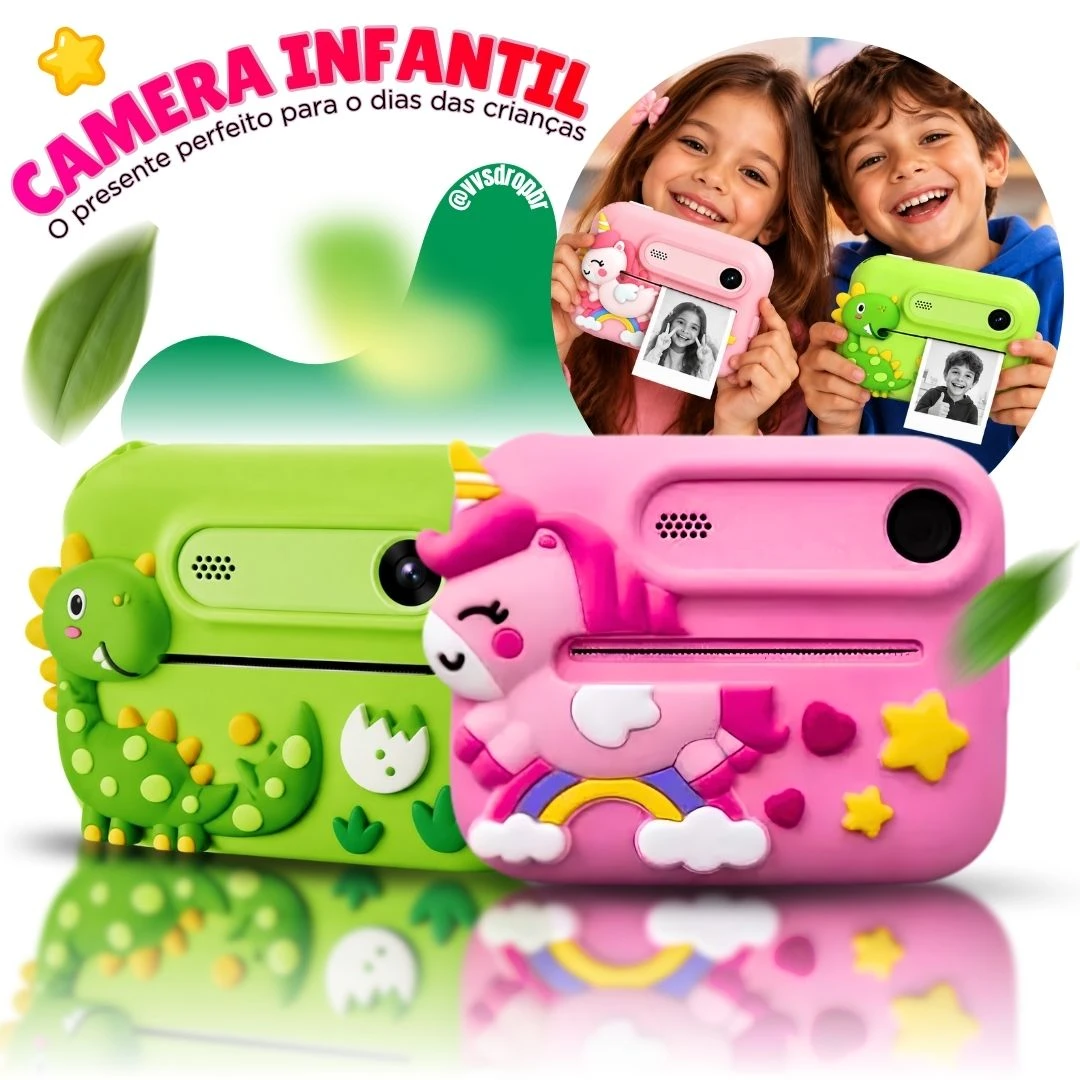 Mini Câmera Infantil de Vídeo Digital Unicórnio e Dinossauro para Crianças Video Jogos Fotos - 1