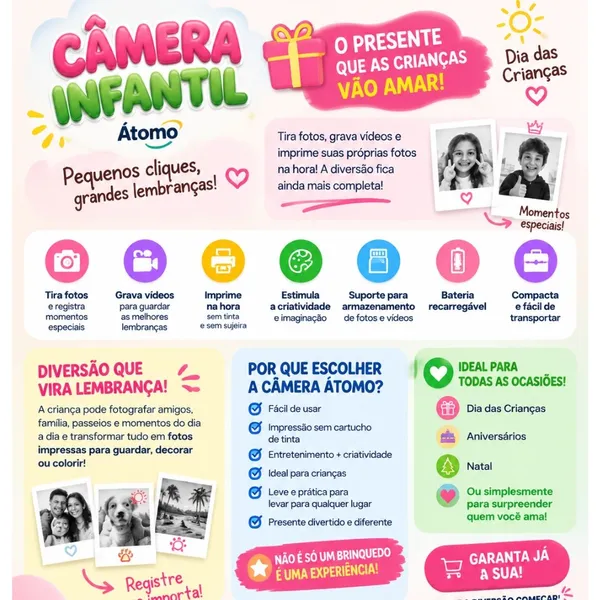 Mini Câmera Infantil de Vídeo Digital Unicórnio e Dinossauro para Crianças Video Jogos Fotos - imagem 4