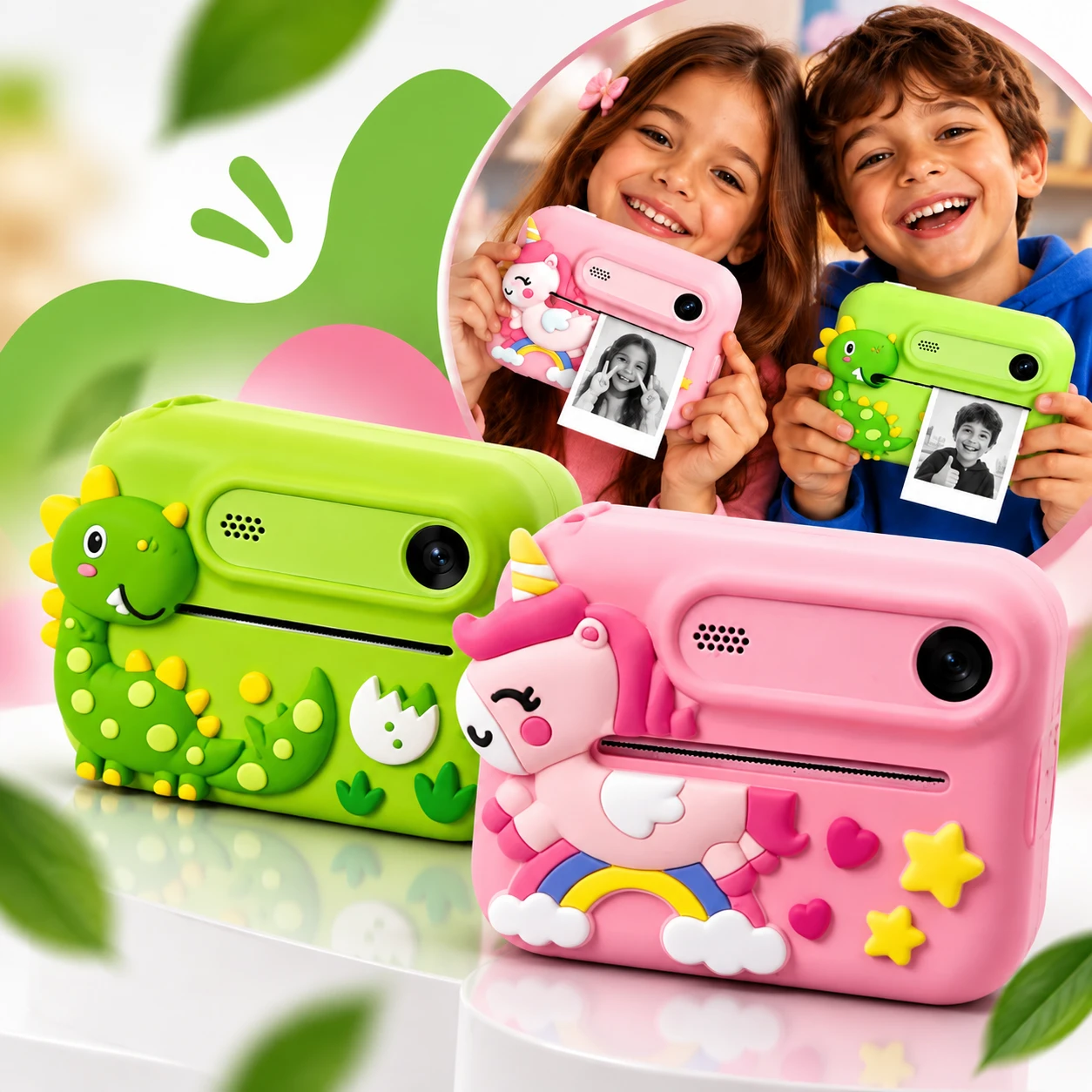 Mini Câmera Infantil de Vídeo Digital Unicórnio e Dinossauro para Crianças Video Jogos Fotos - 6