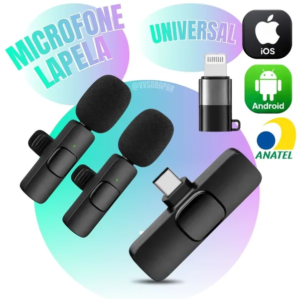 Microfone de Lapela A'Gold Sem Fio Bluetooth para Gravação e Entrevistas - imagem 1