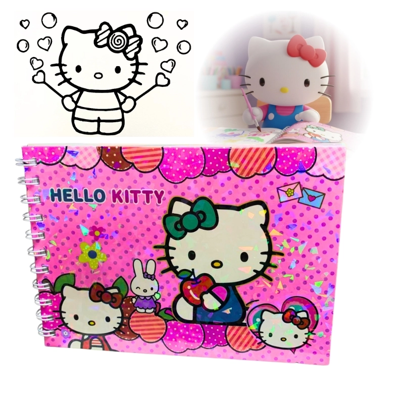 Livro de Colorir HELLO KITTY Rosa 50 Folhas 180G Caderno de Desenho Pintura Coloring Book - 1