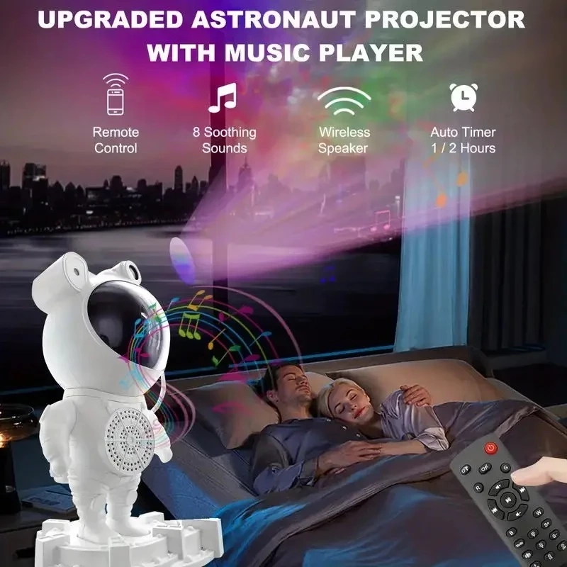 Projetor De Luz Noturna Com Caixa de Som Bluetooth e Galaxy Star Galaxia Nebulosa Astronauta Luz Da Noite Quarto - 2