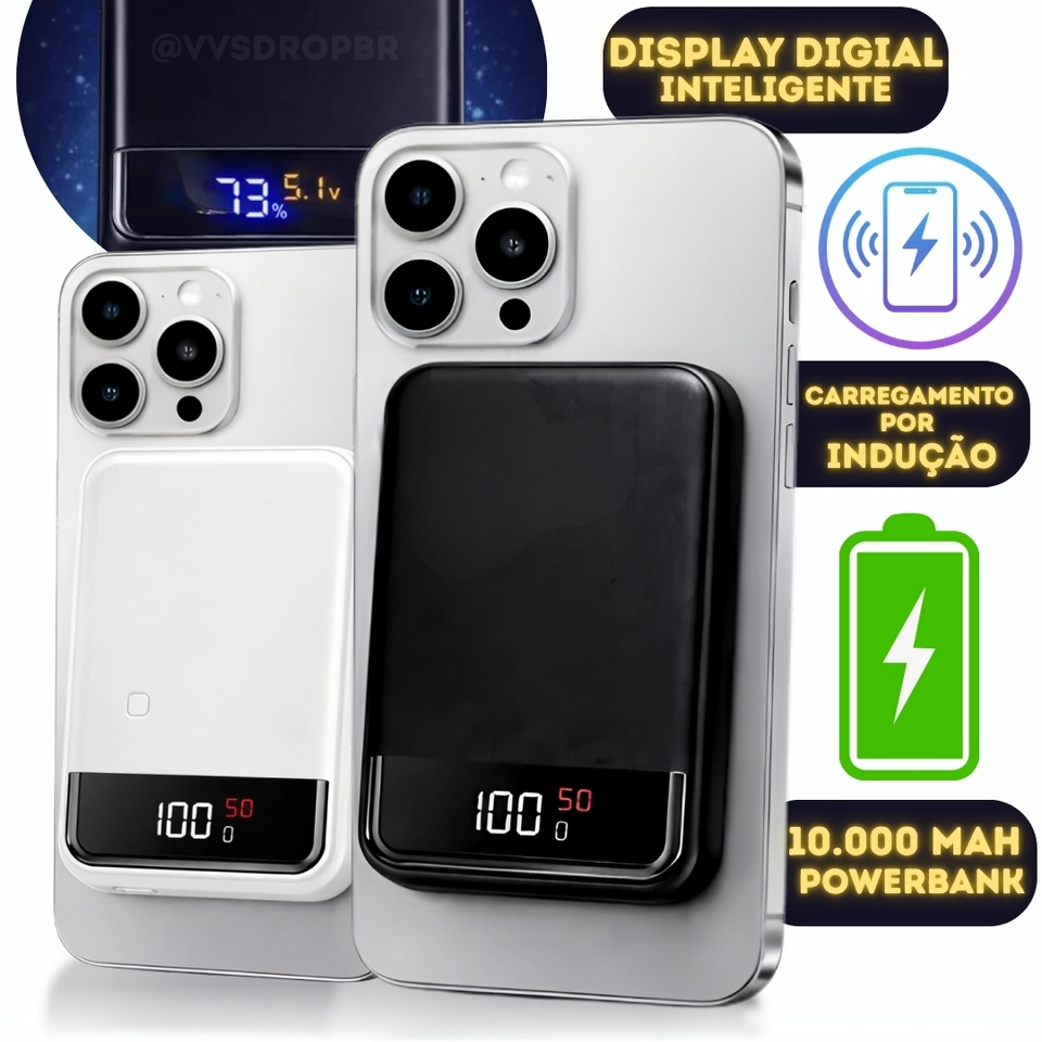 Power Bank Indução Magnético 10000mAh/ Magsafe Kaidi KD-998 - 1