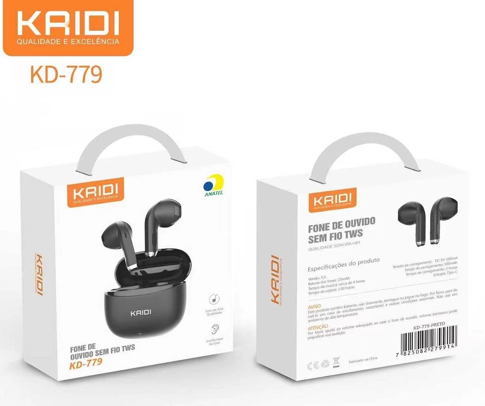 Fone de Ouvido Sem Fio TWS KD-779 – Som de Alta Qualidade | Bluetooth | Compatível com Android e iOS - imagem 4