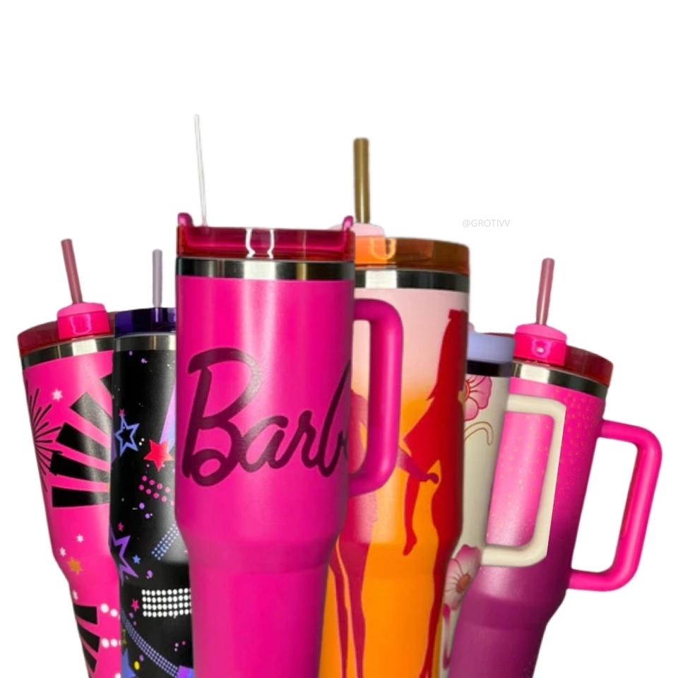 Copo Térmico Inspiração Barbie - Aço Inox com Tampa Emborrachada 1200ml - imagem 4